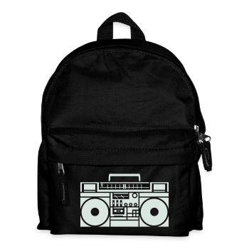 Ghetto Blaster Boombox Silhouette - Kids' Backpack - black - Front