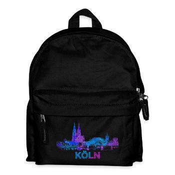 Köln Stadt Skyline Blau Purpur - Kinder Rucksack - Schwarz - Vorne