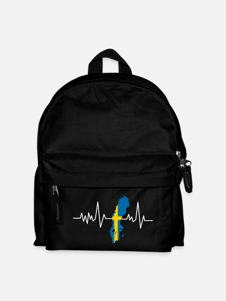 Schweden Herzschlag Flagge - Kinder Rucksack - Schwarz