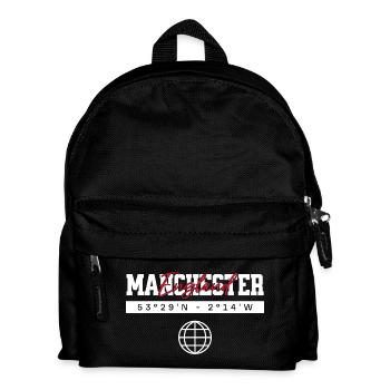 Manchester England Koordinaten Reise Souvenir - Kinder Rucksack - Schwarz - Vorne