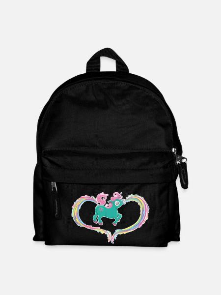 Einhorn Kotze Kacke Regenbogen - Kinder Rucksack - Schwarz