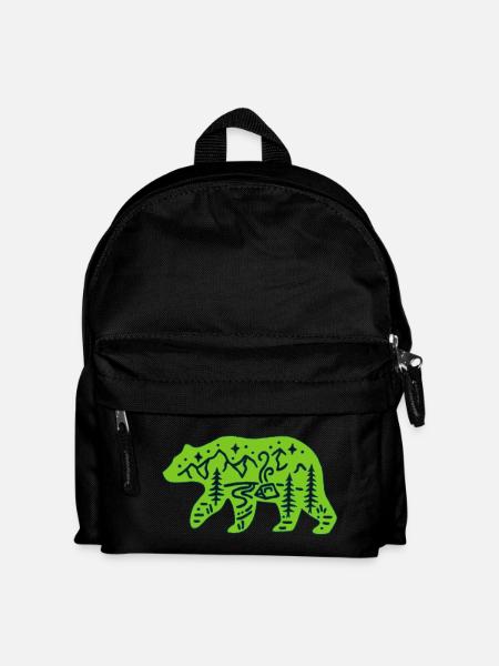 Natur Totem Grüner Bär - Kinder Rucksack - Schwarz