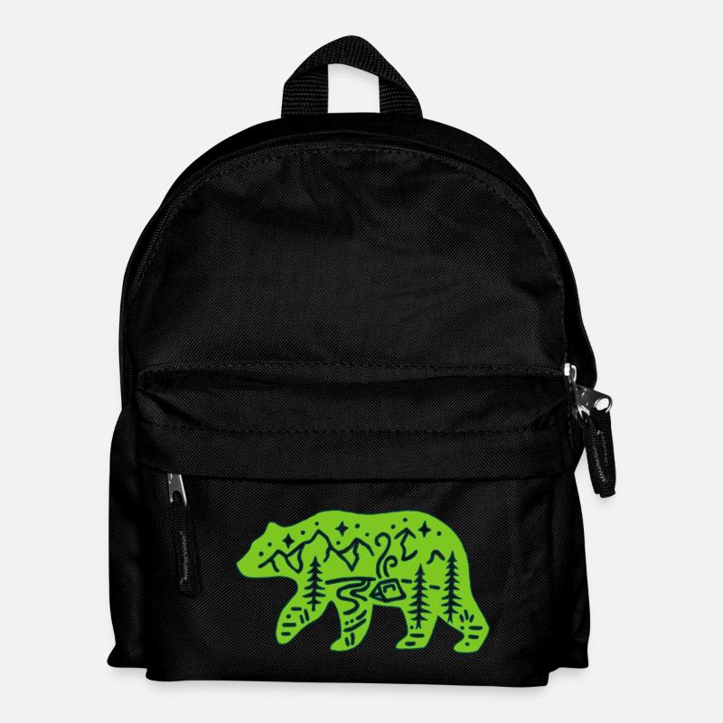 Ours vert totem de la nature - Sac à dos Enfant - noir