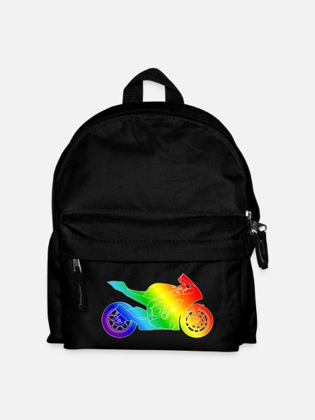 Moto supersport aux couleurs de l’arc-en-ciel - Sac à dos Enfant - noir