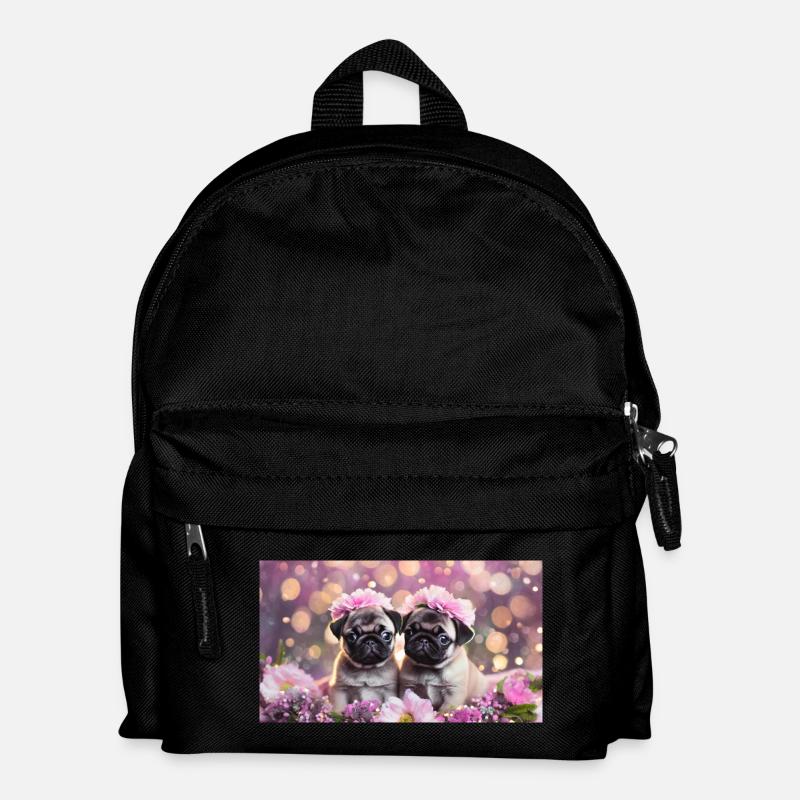 Süße Hundebabys mit Blumenkränzen - Kinder Rucksack - Schwarz