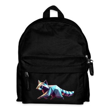 3D Geometric Origami Raccoon - Kids' Backpack - black - Front