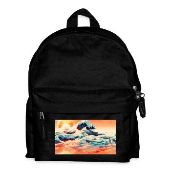 Vagues du coucher de soleil à Ukiyoe - Sac à dos Enfant - noir - Devant
