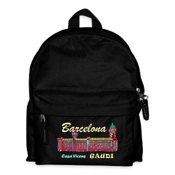 Barcelona, A. Gaudí, Casa Vicens, Spanien - Kinder Rucksack - Schwarz - Vorne
