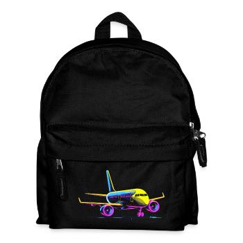 Flugzeug Cartoon Stil - Kinder Rucksack - Schwarz - Vorne