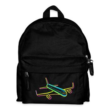 Retro Flugzeug Grafik - Kinder Rucksack - Schwarz - Vorne
