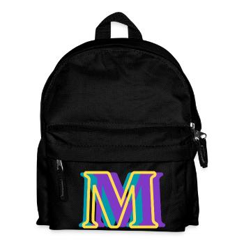 Mehrfarbiger Buchstabe m - Kinder Rucksack - Schwarz - Vorne