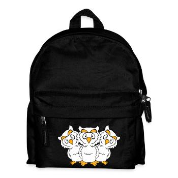 3 Eulen Team Freunde Party Crew drei Brüder Truppe - Kinder Rucksack - Schwarz - Vorne