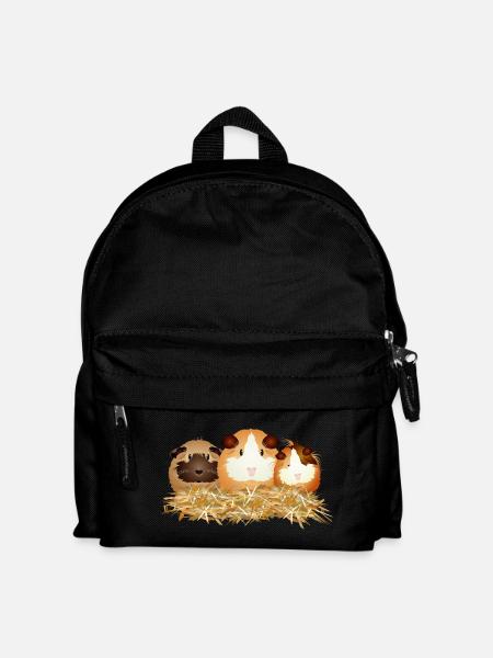 Drei süße Meerschweinchen im Stroh – Freunde - Kinder Rucksack - Schwarz