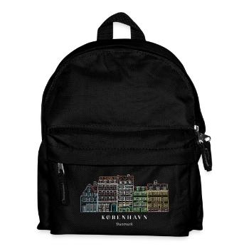 Kopenhagen, alter Hafen handgezeichnete Häuser - Kinder Rucksack - Schwarz - Vorne