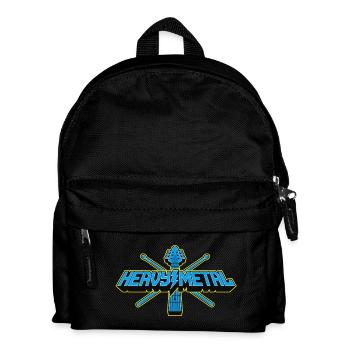 Heavy Metal Gitarre und Drumsticks 3D-Logo - Kinder Rucksack - Schwarz - Vorne