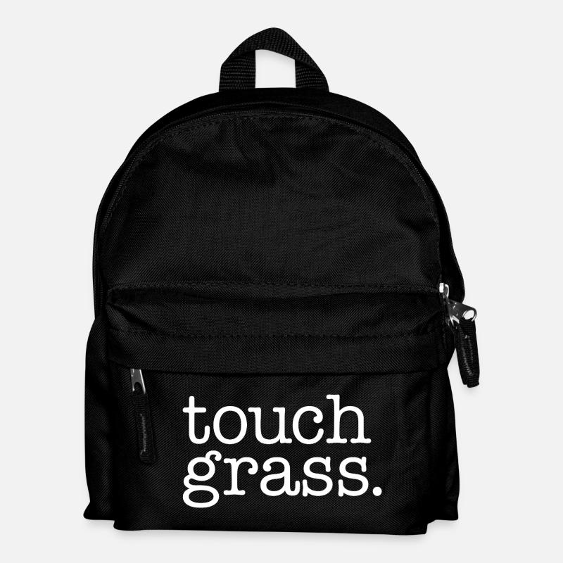 Touch grass white - Kids' Backpack - black