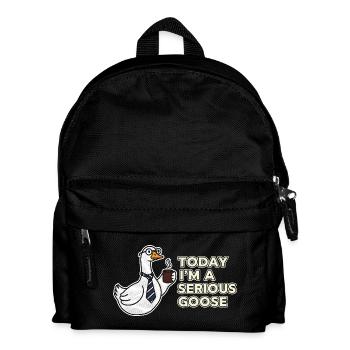 Serious Goose: Kaffee, Krawatte & Grit - Kinder Rucksack - Schwarz - Vorne