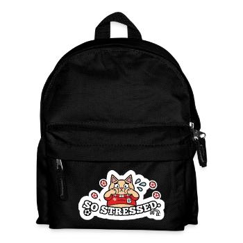 Funny Stressed Football Fan Cat Soccer Sticker Art - Kids' Backpack - black - Front
