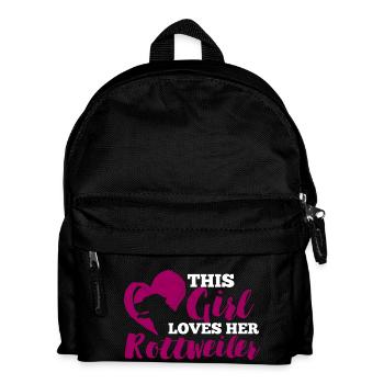 Hund / Rottweiler: This Girl Loves Her Rottweiler - Kinder Rucksack - Schwarz - Vorne