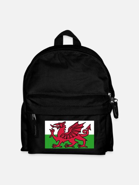 Welsh Flag - Flag of Wales - Kids' Backpack - black