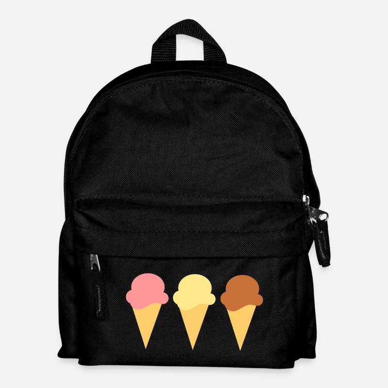 Eis Eiscreme Erdbeereis Vanilleeis Schokoeis - Kinder Rucksack - Schwarz