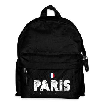 Paris Distressed Glyphs with French Flag - Kids' Backpack - black - Front
