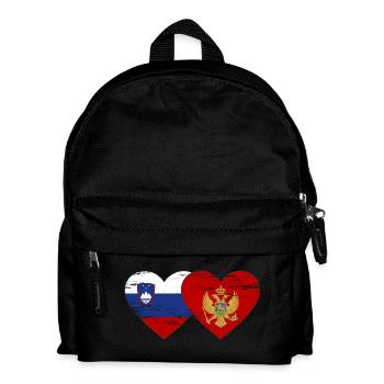 Slovenia Montenegro Flag Heart used - Kids' Backpack - black - Front