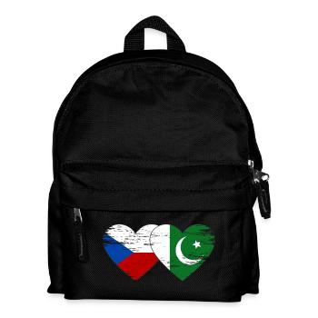 Tschechien Pakistan Flagge Herz used - Kinder Rucksack - Schwarz - Vorne