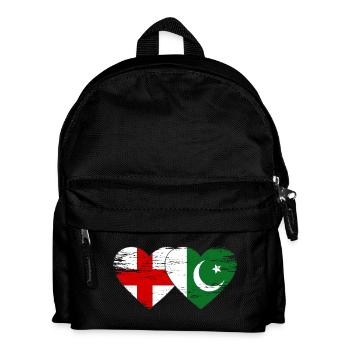 England Pakistan Flag Heart - Kids' Backpack - black - Front