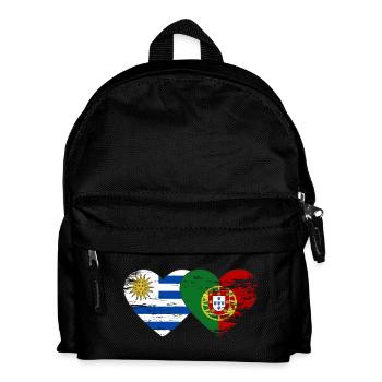 Uruguay Portugal flag heart used - Kids' Backpack - black - Front