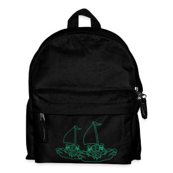 Zwei Segelschiffe Gesichter Cartoon Team Wettkampf - Kinder Rucksack - Schwarz - Vorne