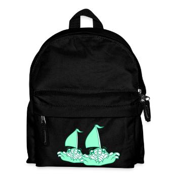 Zwei Segelschiffe Gesichter Cartoon Team Wettkampf - Kinder Rucksack - Schwarz - Vorne