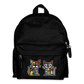 Illustration cubiste d’un chat et d’un chien - Sac à dos Enfant - noir - Devant
