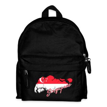 Map of Singapore, flag of Singapore - Kids' Backpack - black - Front
