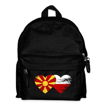 Mazedonien Polen Flagge Herz used - Kinder Rucksack - Schwarz - Vorne