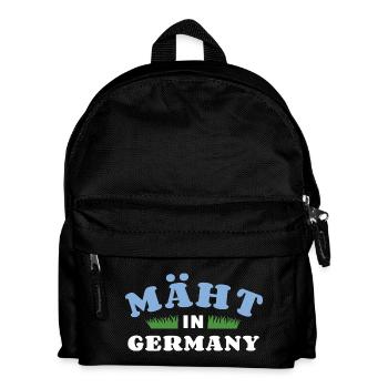Mäht in Germany - Rasenmäher - Mähen - Wortspiel - Kinder Rucksack - Schwarz - Vorne