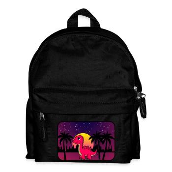 Dino Retro Wave - Kinder Rucksack - Schwarz - Vorne