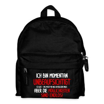 Sans surveillance – Chemise amusante pour retraité - Sac à dos Enfant - noir - Devant