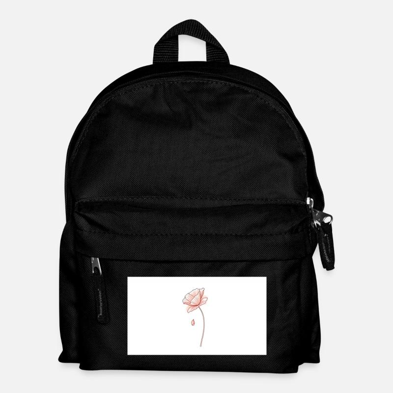 Delicate Flower Dream Line Drawing - Kids' Backpack - black