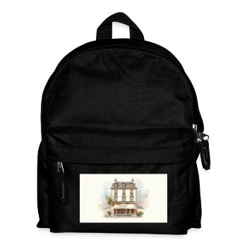 Parisian Café Watercolor façade - Kids' Backpack - black - Front
