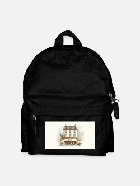 Parisian Café Watercolor façade - Kids' Backpack - black