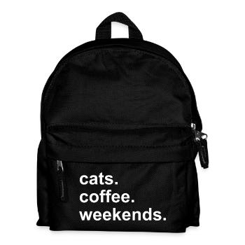 Coffee Cats Weekends Cute Kawaii Caffeine Gift - Kids' Backpack - black - Front