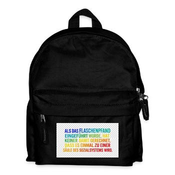Flaschenpfand als Säule des Systems - Kinder Rucksack - Schwarz - Vorne