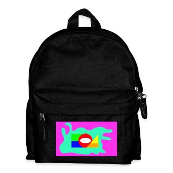 Néon en collage géométrique de blocs de couleur - Sac à dos Enfant - noir - Devant