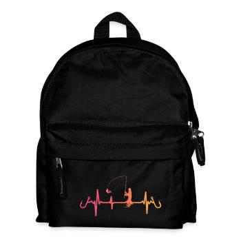 Angeln Sunset Heartbeat Angler Angelrute - Kinder Rucksack - Schwarz - Vorne