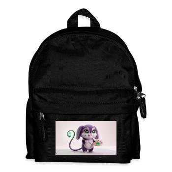 Cute Fluffy Creature Artist with Paint Palette and - Kids' Backpack - black - Front