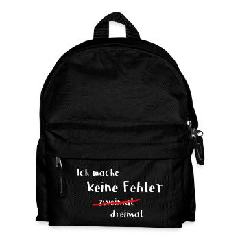 Keine Fehler 2 mal - Kinder Rucksack - Schwarz - Vorne