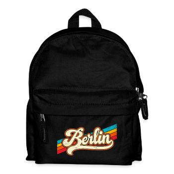 Berlin - Retro Sticker - Deutschalnd - Germany - Kinder Rucksack - Schwarz - Vorne