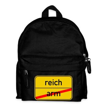Ortsschild arm - reich - Kinder Rucksack - Schwarz - Vorne