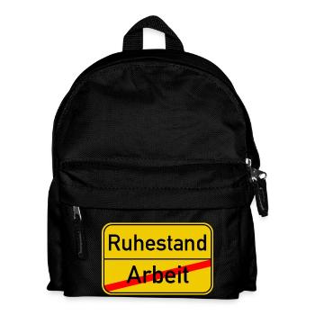 Ortsschild Arbeit - Ruhestand - Kinder Rucksack - Schwarz - Vorne